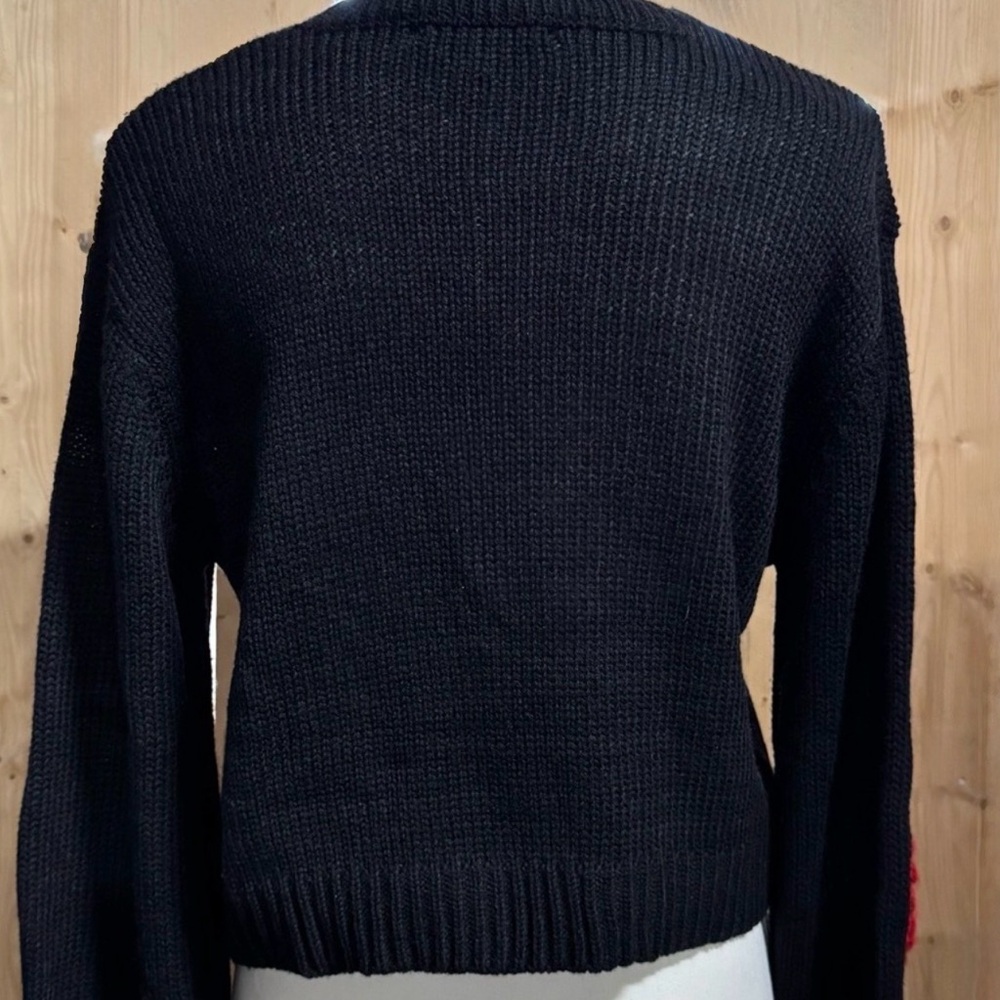 Women’s Black Strawberry 3D Appliqué Knit Sweater - Picture 3 of 6